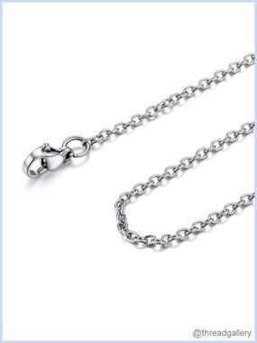 Stainless Steel Cable Chain Necklace 2mm Thin 30 Inch Lobster Clasp